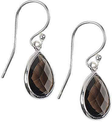 Rauchquarz Schmuck (Ohrringe) Rauchquarz Ohrhänger Tropfen facettiert 925er Sterling-Silber