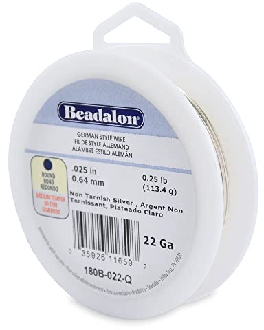 Beadalon German Style Wrapping Wire, Round, Silver Plated, 22 Gauge, 125 ft
