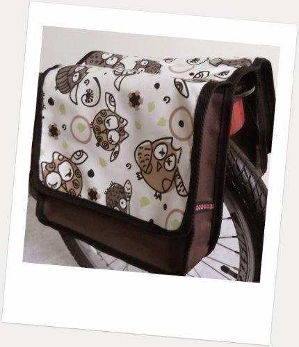 Kinder-Fahrradtasche Joy Satteltasche Gepäckträgertasche Fahrradtasche 2 x 5 Liter Farbe: 29 Owl 2 braun-Creme