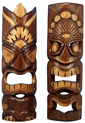 Chesapeake Bay 48,3 cm natürliche Tiki Maske 2-teiliges Set für Kostümfreunde, Partygänger, Outdoor-Enthusiasten