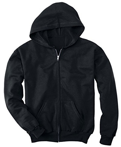 Hanes Big Boys' Eco Smart Fleece Zip Hood, Black, Large