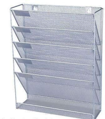 SHINE Mesh wall literature holder magazine hanging file SILVER- HOME/OFFICE ORGANIZER FREE NEXT DAY DELIVERY