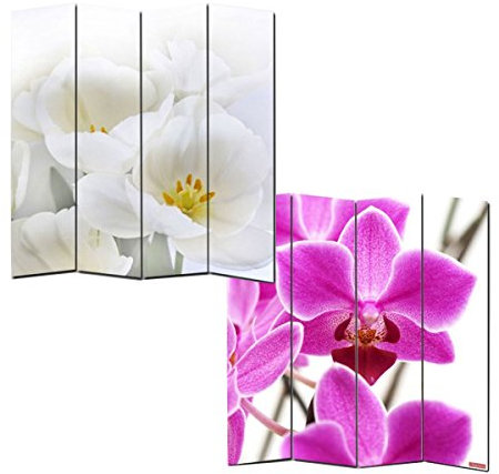 Mendler Foto-Paravent Paravent Raumteiler Trennwand M68-180x160cm, Orchidee