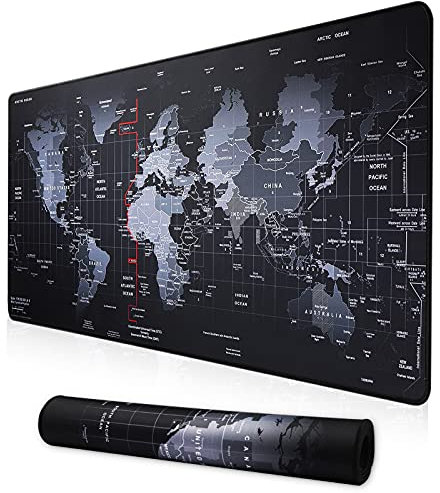 Cmhoo - Tappetino professionale XXL da gaming, per mouse e computer, 90 x 40 x 0,2 cm, ampio, motivo mappa