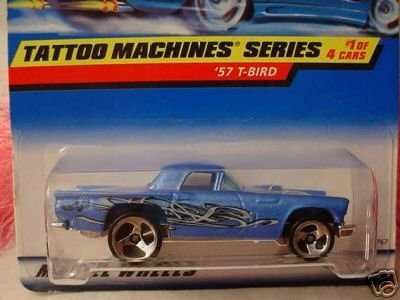 Mattel Hot Wheels 1998 1:64 Tattoo Machines Series Blue 1957 T Bird Die-Cast Car 1/4