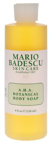 Mario Badescu AHA Botanical Body Wash Moisturizing, Clarifying and Gentle Exfoliating Wash for Brighter, Softer and Smoother Skin, Body Soap Infused with Glycolic Acid & Fruit Enzymes, 8 Fl Oz