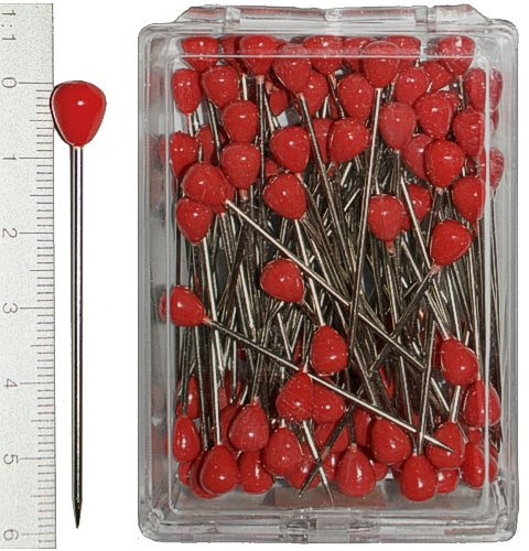 100 Stück Tapezieranstecker mit Kunststoffkopf rot ca. 60 mm Nadeln Stecknadeln in Plastdose wy717