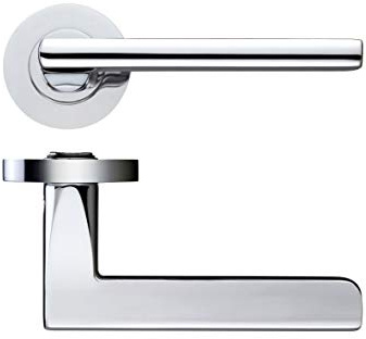 venice door handle lever on rose - polished chrome from e-hardware