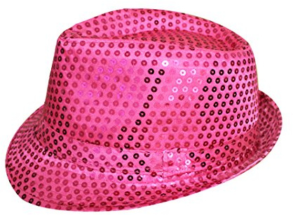 ROSA PAILLETTEN 1920 ER FILZHUT, GANGSTER- FANCY DRESS DAMEN KOSTÜM ZUBEHÖR
