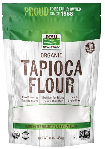 NOW Foods, Organic Tapioca Flour, Gluten-Free and Non-GMO Flour Replacement, 16-Ounce (Packaging May Vary)