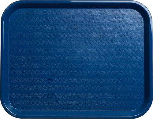Carlisle FoodService Products Cafe Fast Food Cafeteria Tray with Patterned Surface for Cafeterias, Fast Food, And Dining Room, Plastic, 17.87 X 14 X 0.98 Inches, Blue, (Pack of 12)