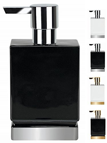 Spirella Seifenspender Roma Flüssigseifen-Spender Porzellan 300ml Schwarz/Silber, Unique