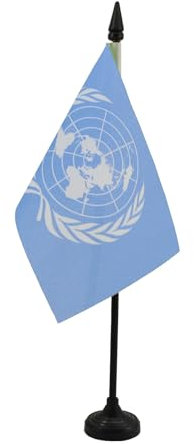 AZ FLAG - Tischflagge Vereinte Nationen Uno - 15x10 cm - United Nations Tischfahne 10 x 15 Cm - Flaggen