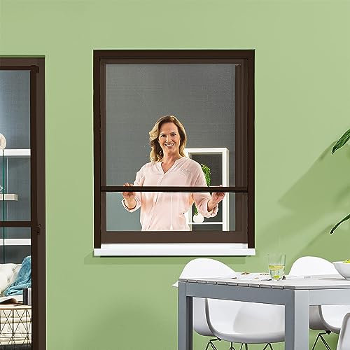 empasa Insektenschutz Fliegengitter Rollo Insektenschutzrollo Fenster SMART in verschiedenen Größen, Selbstbausatz, weiß, braun oder anthrazit