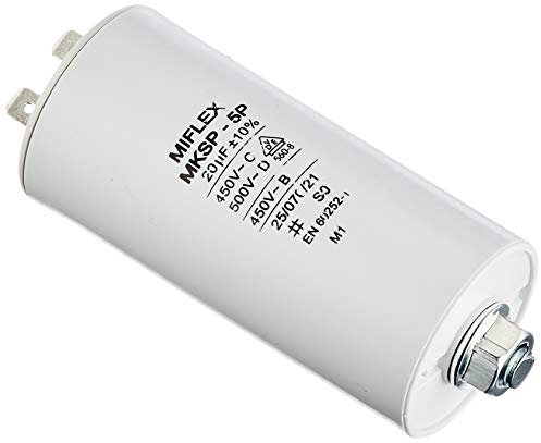 Condensatore di avviamento per motore, 20µF, 450 V, 40 x 83 mm, spina M8, Miflex, 20uF