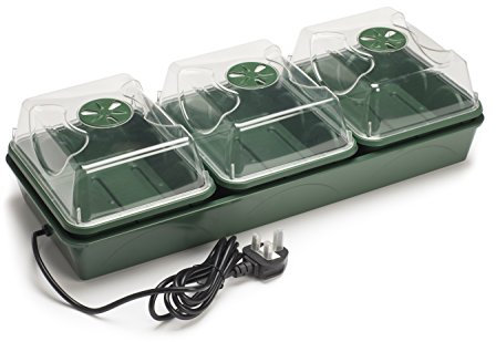 EarlyGrow Heated Electric Shatter Resistant 3-Bay Windowsill Propagator