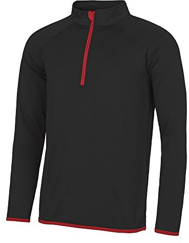 AWDis Cool Half Zip Sweat Jet Black/Fire Red