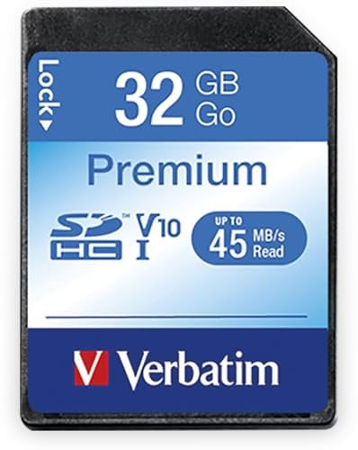 Verbatim Premium U1 SDHC Speicherkarte, 32 GB, SD Karte für Full HD Videoaufnahmen, Karte mit integriertem Schreibschutz, Speicherkarte schwarz, SD Speicherkarte für ua. Kamera und PC
