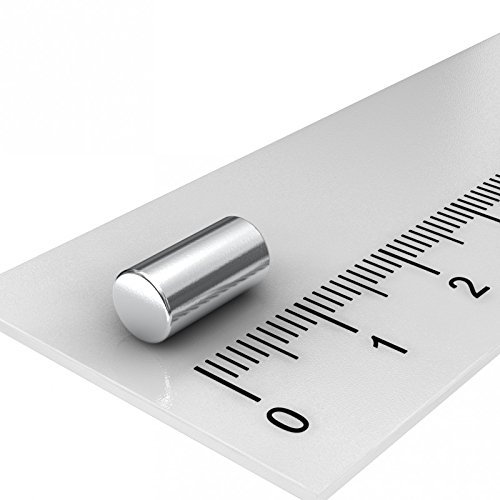 20 x Neodym Stabmagnet, 5 x 10 mm, Grade N45, vernickelt, Zylinder, sehr stark, für Werkstatt, Industrie