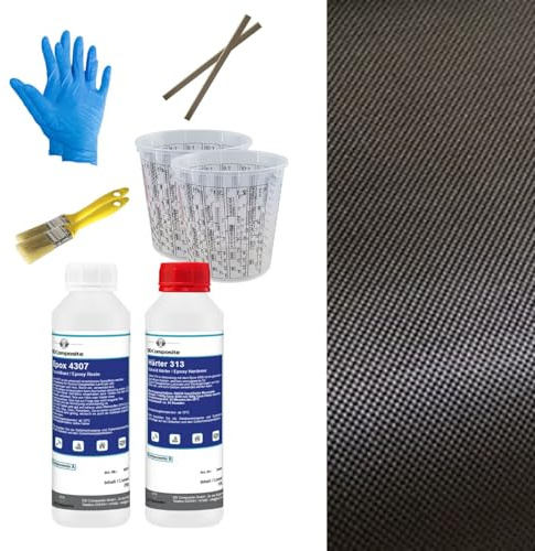 DD Composite Carbon Komplett-Set 1,0m² Leinwand Epoxidharz transparent Carbongewebe Top Qualität einzigartige Optik individuelles Design Kohlefaser