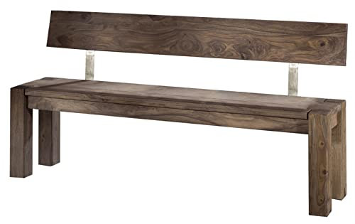 MASSIVMOEBEL24.DE Sheesham Holz massiv Bank 220x35 Massivmöbel Nature Grey #704