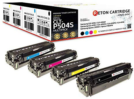 4 Reton Toner mit 35% mehr Leistung kompatibel für CLT-P504C für Samsung CLP-415N CLP-415NW CLX-4190 CLX-4195FN CLX-4195FW CLX-4195N Xpress C1810W C1860FW