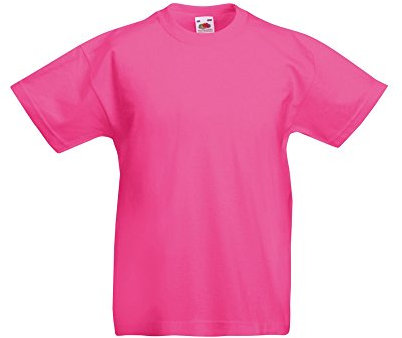 Fruit of the Loom - Camiseta de Manga Corta Original niños (5-6 Años/Fucsia)