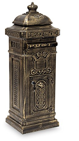 Relaxdays Boîte aux Lettres Anglaise sur Pied Inoxydable A4 Colonne Vintage Nostalgie HxlxP 106 x 38 x 34 cmdesign britsch Anglais, doré