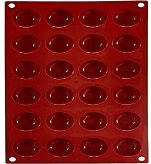 silikomart | SF009 Moule en Silicone pour POMPONETTE Monoportions, anti-adhérent, 24 cavités, Lot de 1 Moule à gâteau, Ø 34 h 16 mm, Made in Italy
