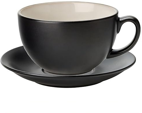 Utopia Barista Cappuccino Cup & Saucer Almond 12oz / 340ml, CT9002 & CT9014, Pack of 6