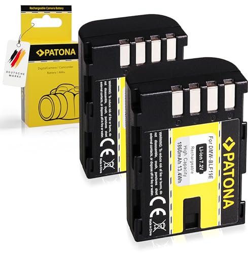 PATONA 2x DMW-BLF19 DMW-BLF19E Batteria 1860mAh compatibile con Panasonic Lumix DC-G9 G9L G9EG G9LEG GH5 GH5L GH5M GH5S GH4 GH4A GH4H GH4M GH4R GH4U GH3 GH3A GH3H Sigma BP-61 DMWBLF19E DMW BLF19