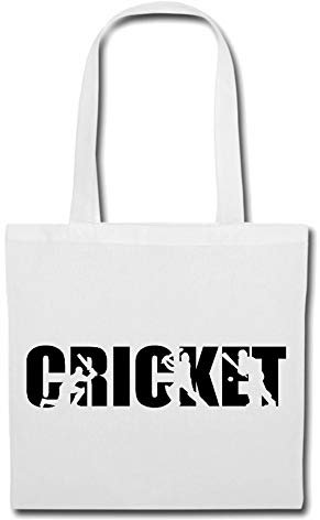 Reifen-Markt Tasche Umhängetasche CRICKET - BRETTSPIEL - EIS SPORT - CRICKET SPIELER - CRICKET SPIELERIN Einkaufstasche Schulbeutel Turnbeutel in Weiß