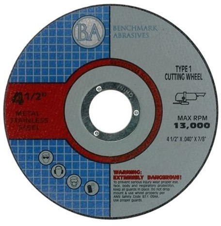 Benchmark Abrasives Grinder Cut Off Wheels 4 1/2 Inch Aluminum Oxide Thin Type 1 Angle Grinder Cutting Disc for Metal, Stainless Steel, 7/8 Arbor Hole, Fast Grinder Cutting Wheel - 50 Count