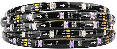 BTF-LIGHTING WS2811 RGB adressierbare Traum Farbe LED-Streifen 5m 30LEDs/m 10Pixels/m 150LEDs 50Pixels IP65 Spritzwassergeschützt Schwarz PCB Flexibel DC12V Lauflicht Effekt für Heimdekoration