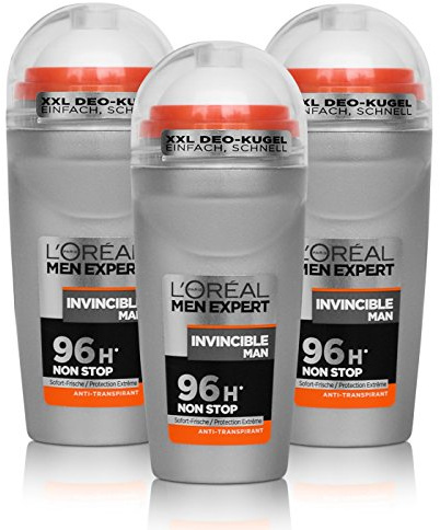 3x Loreal Men Expert Invincible Man Anti-Transpirant 96H Deodorant 50ml