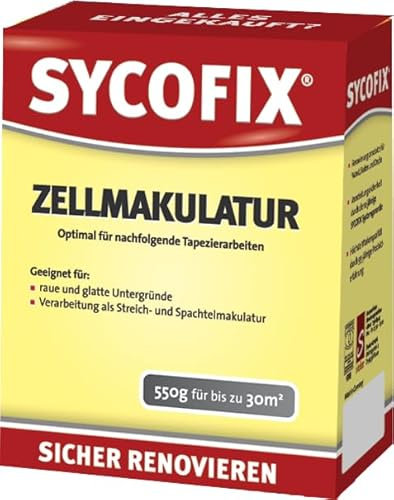 SYCOFIX Zellmakulatur 550 g für ca. 30m², Pulver, Grundierung als Untergrundvorbehandlung zum Glätten rauher poriger Putze und Putzflächen, atmungsaktiv, Wasserdampf durchlässig