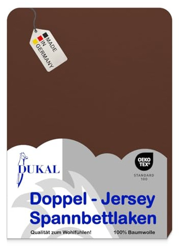 Dukal | Topper Spannbettlaken | max. Höhe 10 cm | 90x200 – 100x200 cm | aus hochwertigem DOPPEL-Jersey | 100% Baumwolle | Farbe: braun