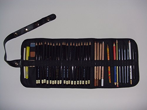 Ami Künstlerbedarf KSW1000 - Rolltaschenset Monochrome, Hier DIE ERHEBLICH ERWEITERTE Version mit reichhaltigem Zubehör in besonders hochwertiger Ausstattung!
