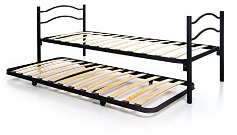 DOLCI SOGNI Struttura Letto Singolo con Letto Estraibile, Rete Letto Singolo 80x190 a Doghe, Letto Doppio Estraibile Bambini, Letto Estraibile con Secondo Letto a Scomparsa, 100% Made In Italy