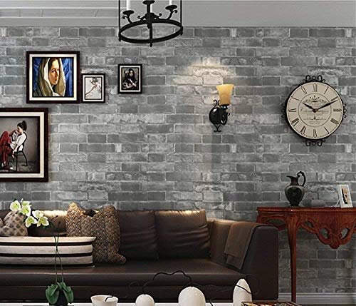 Blooming Wall: Papier peint vintage imitation brique de culture grise, 50 x 100 m² par rouleau.