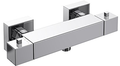 iBathUK Square Chrome Thermostatic Exposed Shower Bar Mixer Brass Diverter Valve SM265