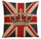 korb-outlet Dekokissen Sofakissen Couchkissen Union Jack mit Krone Gobelin Stoff 45x45cm DE
