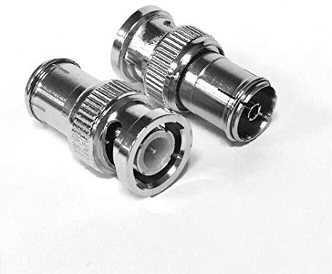 electrosmart Pair of BNC Male Plug to TV Aerial Female Coax/Coaxial Socket Adaptor/Convertor