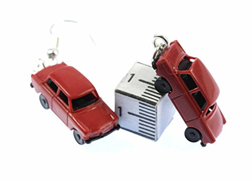 Miniblings Trabi Ohrringe Auto Trabant Trabbi Hänger DDR Modell 1:160 rot - Handmade Modeschmuck I Ohrhänger Ohrschmuck versilbert