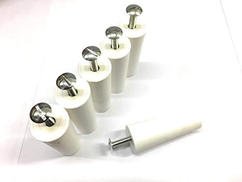 3 paia di fermi di arresto per tapparelle 60 mm bianco con vite e dado inserito.