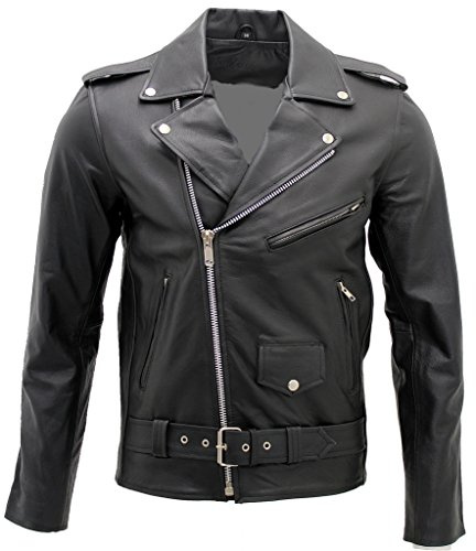Uomini alla Moda Brando Casuale del Rivestimento in Pelle Nera Motociclista