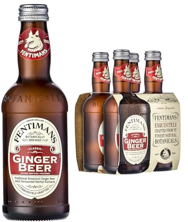 Fentimans Ginger Beer - Botanically Brewed Soft Drink - Exquisitely Crafted and Refreshing Soft Drinks - Gluten-Free and Vegan Friendly Soft Drinks - 4 x 275 ml Bottles