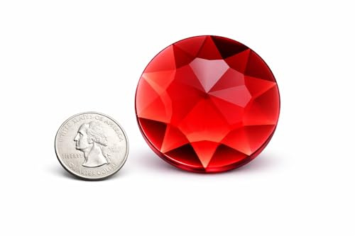Allstarco 50mm (2) Large Red Ruby Round Flat Back Acrylic Gems, 4 PCS | Flat Back Rhinestones, lightweight design, vivid color and sparkle for costumes, cosplay, displays, cards and DIY crafts