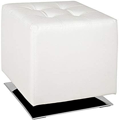 HAKU Möbel Hocker Chrom, weiß, Kunstleder, Metall - Maße: B 40 cm x H 42 cm x T 40 cm, Style: Modern