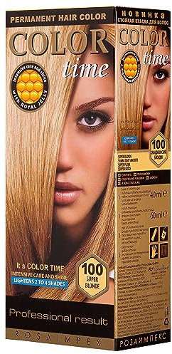 COLOR TIME | Permanente Haarfarbe 100 Superblond | Angereichert mit Gelée Royale und Vitamin C | Permanente Haarfärbung | 100% Grauabdeckung | 100 ml